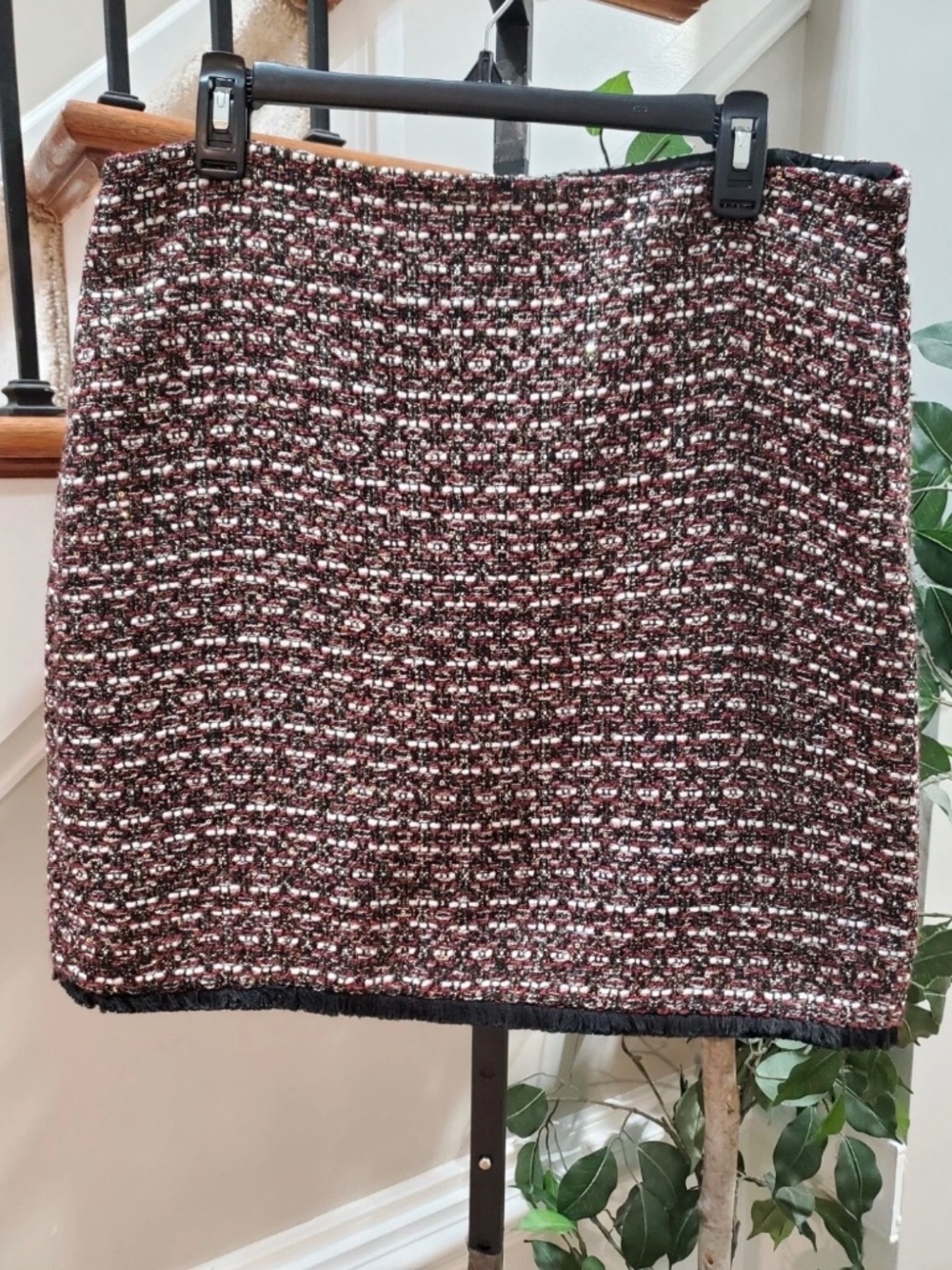 LOFT Women's Tweed Fringe Sequin Mini Skirt